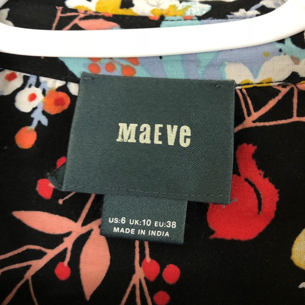 Anthropologie Maeve Black Floral Button Down Shirt - Picture 3 of 5